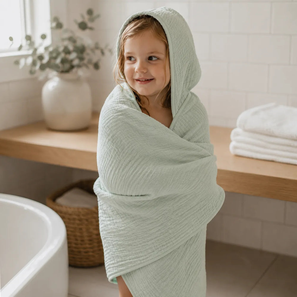 Mousseline Badcape met Capuchon