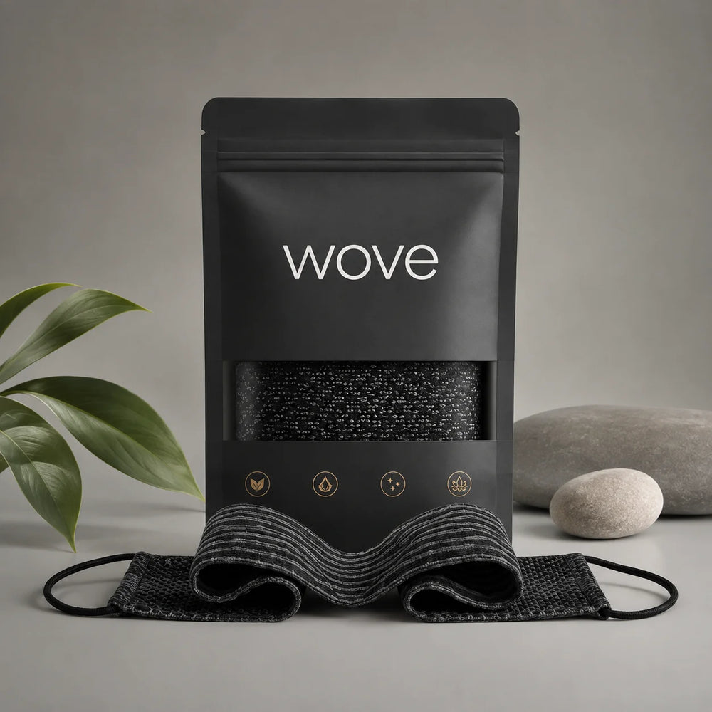 Scrubhanddoek voor onder de douche – bamboe & houtskool