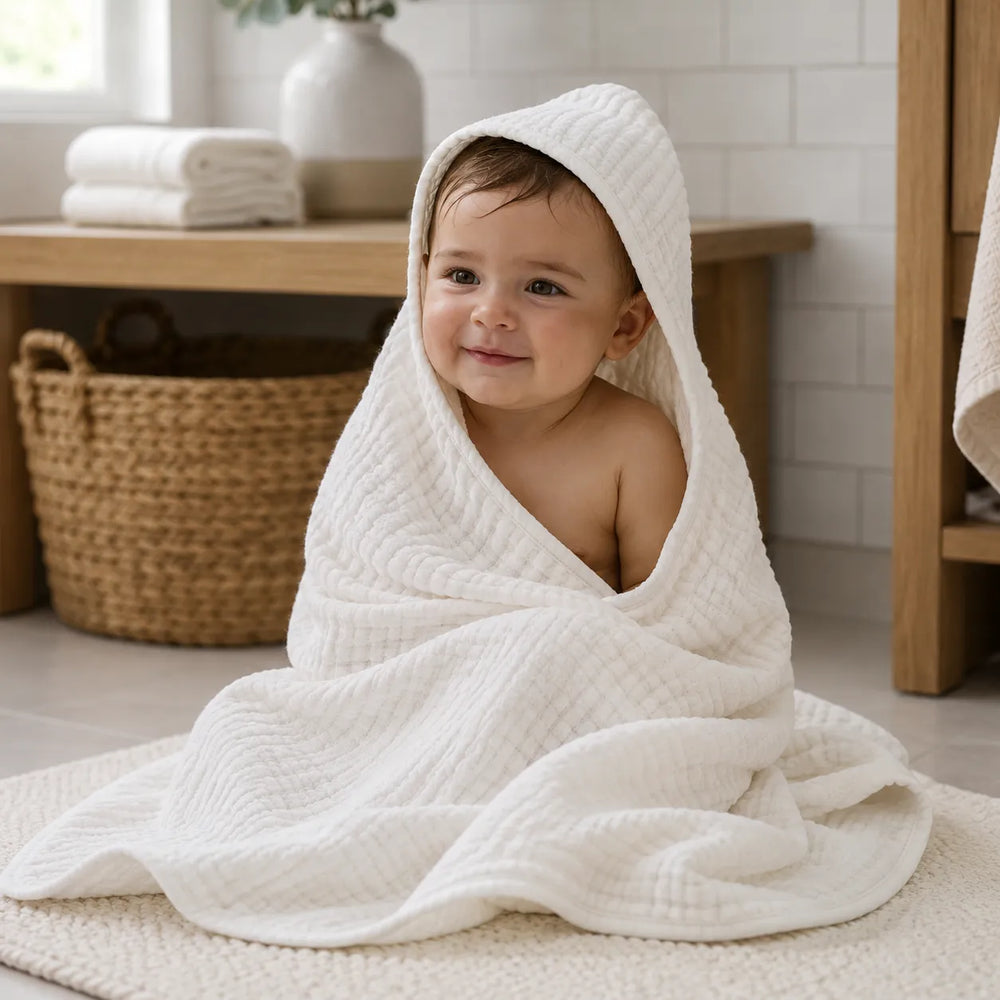 Muslin Babyhåndklæde med Hætte