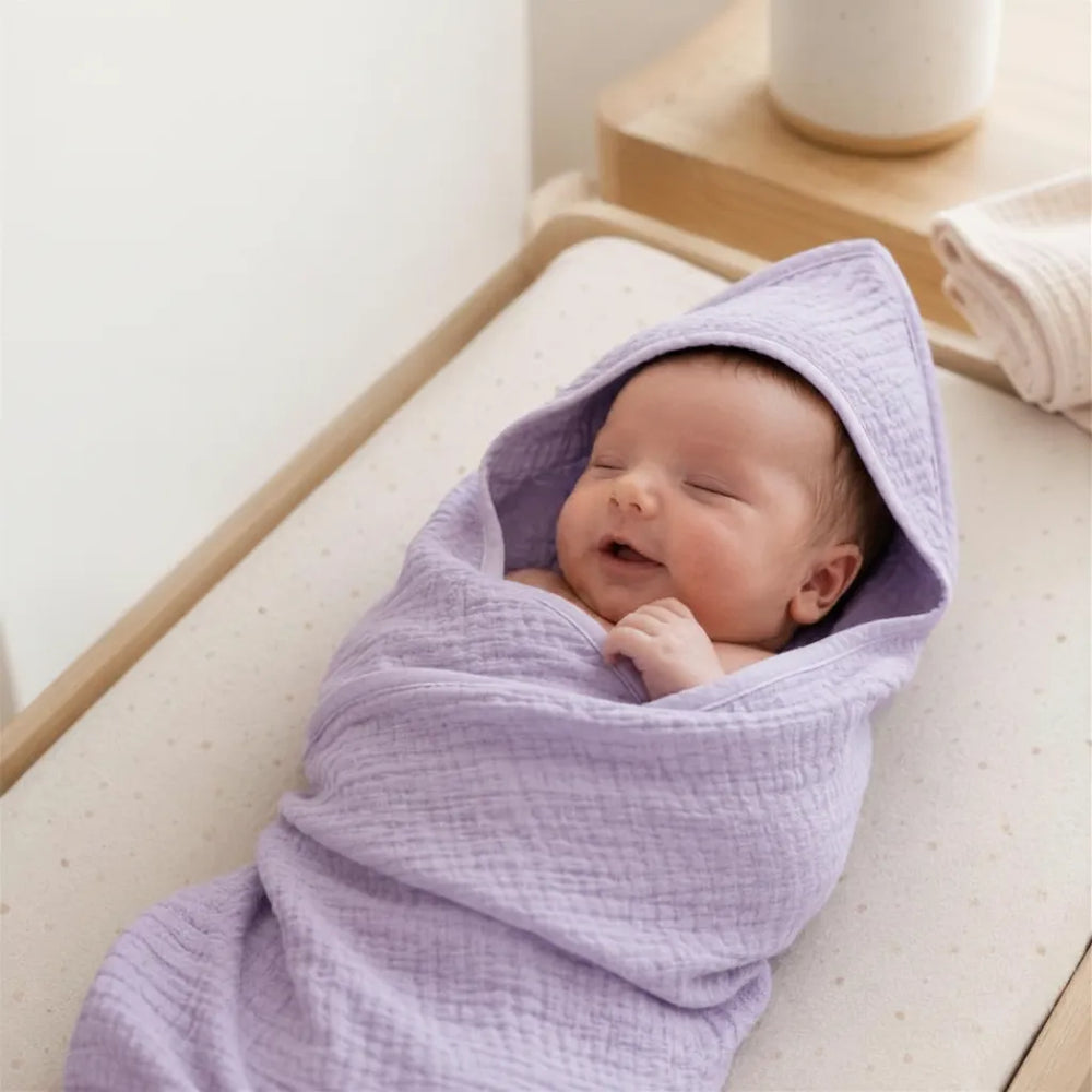 Muslin Babyhåndklæde med Hætte