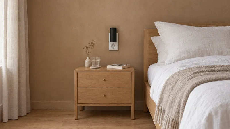 Slaapkamer bij daglicht met de lamp uit